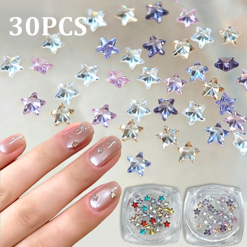 Nail Art Valentines Day - 30pcs Mini Bintang Lima Sudut Zirkon