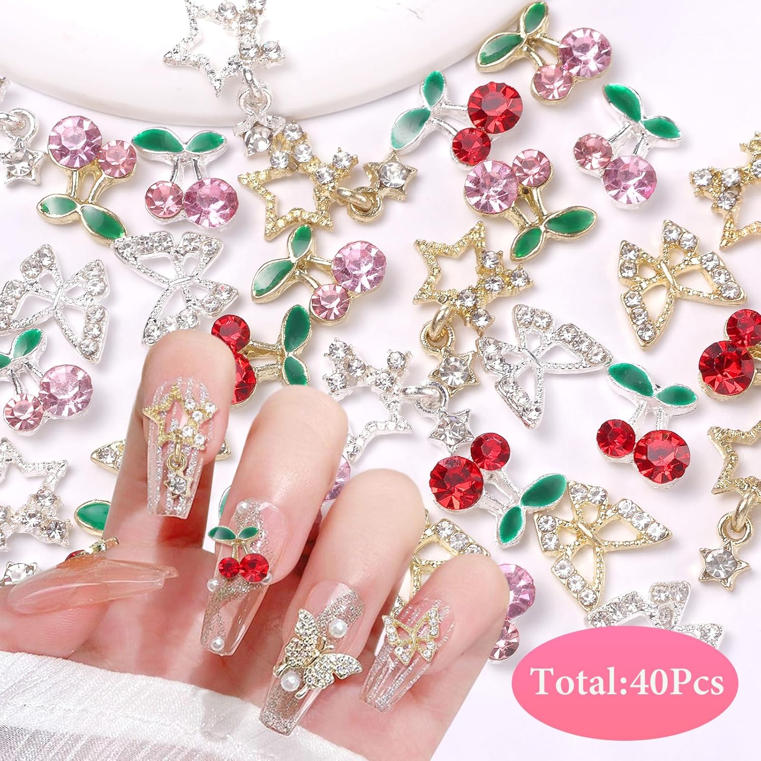 40 Buah Jimat Permata Kuku Cam - Nail Art Valentines Day ulasan dan harga