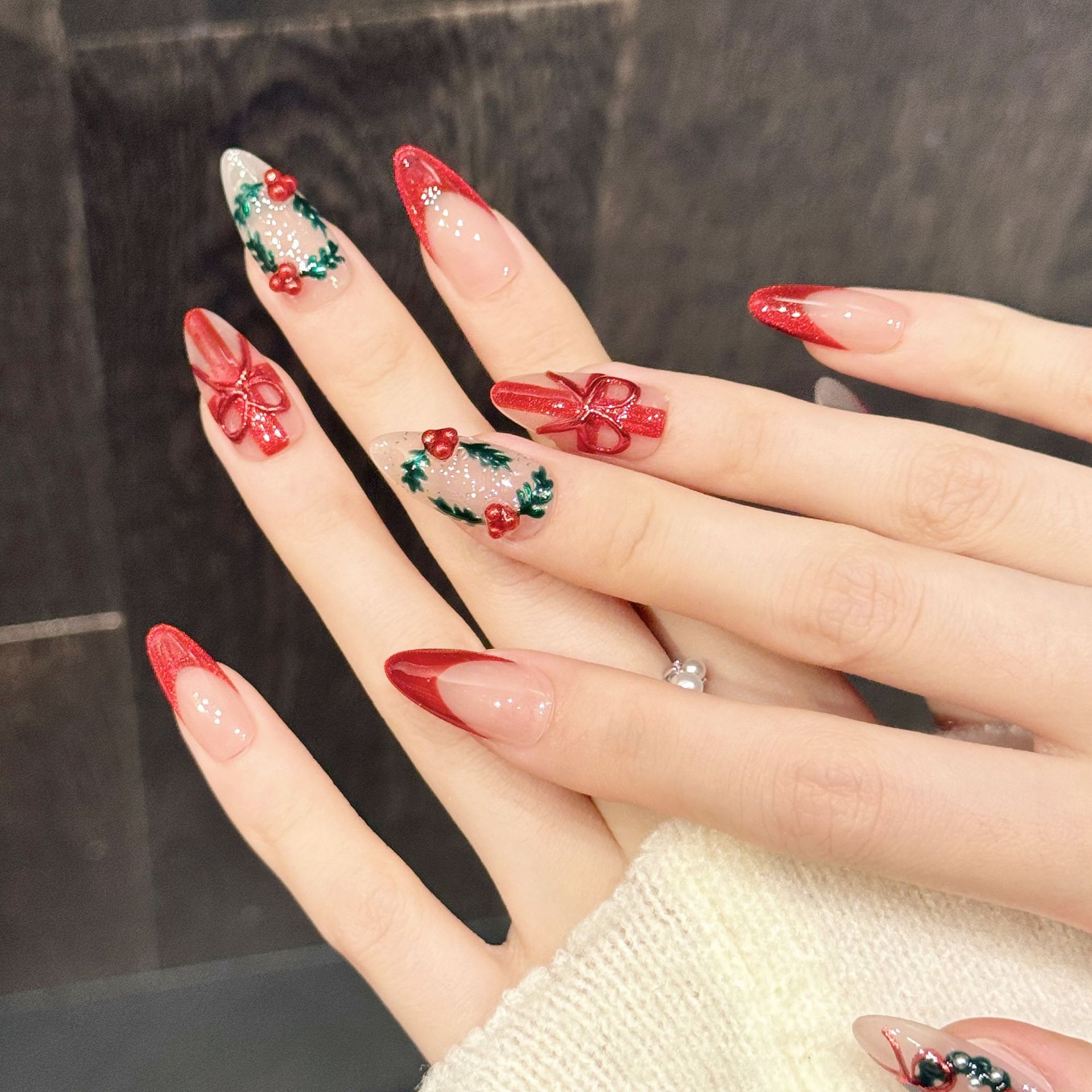 10Pcs Kuku Palsu Natal Merah N - Nail Art Press On ulasan dan harga