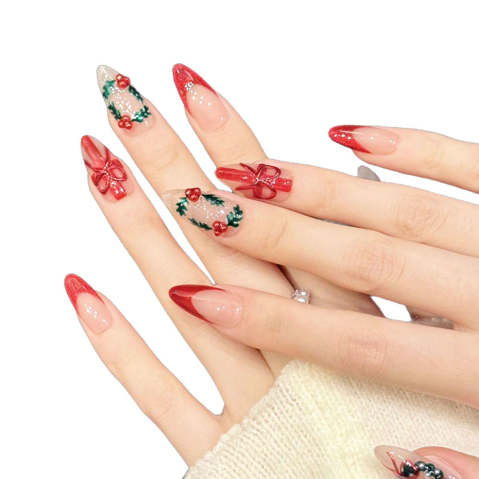 10Pcs Kuku Palsu Natal Merah N - Nail Art Press On ulasan dan harga
