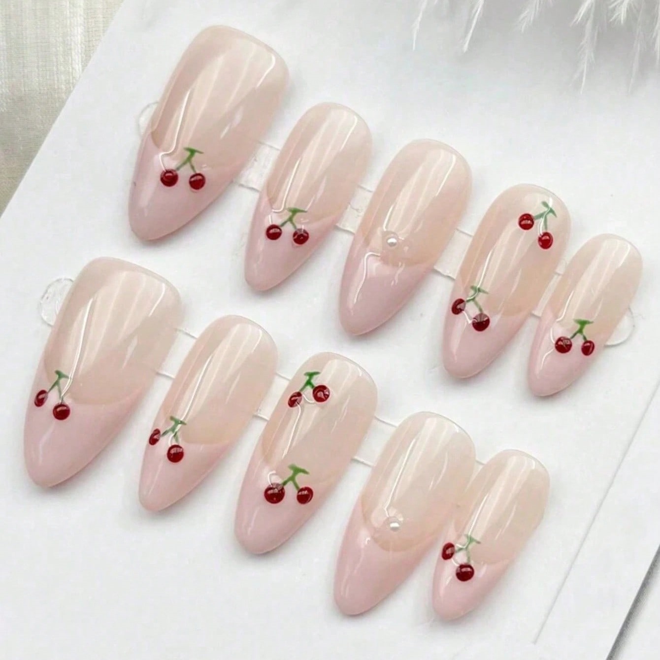 10pcs Kuku Palsu Almond Medium - Nail Art Pink ulasan dan harga