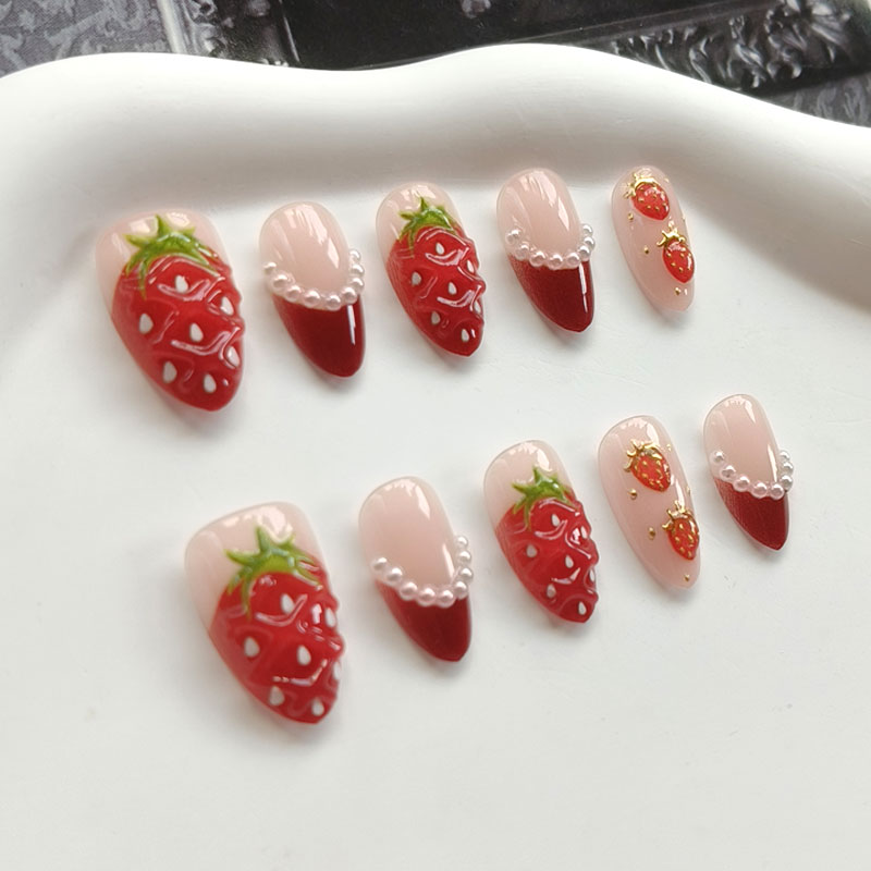 10 buah kuku palsu model Pranc - Nail Art Press On ulasan dan harga