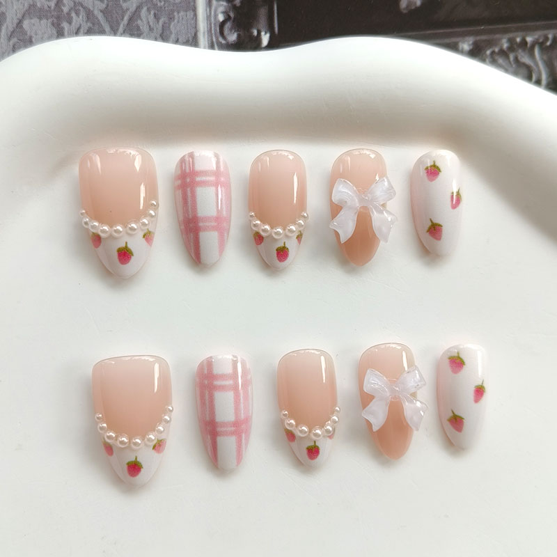 10 buah kuku palsu model Pranc - Nail Art Press On ulasan dan harga