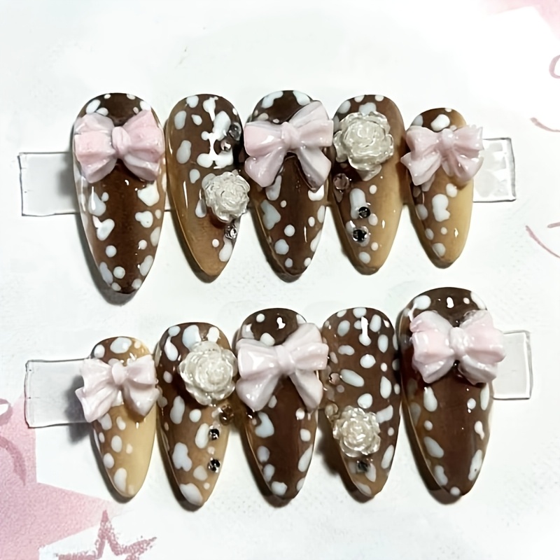 10 buah kuku palsu motif almon - Nail Art Press On ulasan dan harga