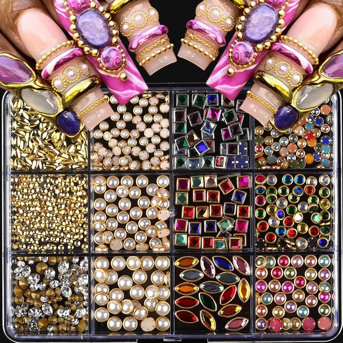 1 Kotak Perhiasan Rhinestone K - Nail Art Valentines Day ulasan dan harga
