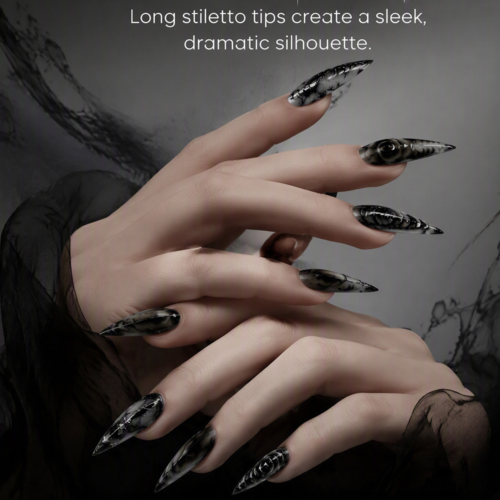 Kuku Palsu Stiletto Gothic 30P - Nail Art Press On ulasan dan harga