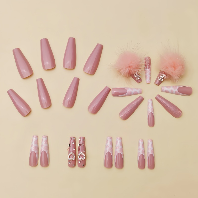 24 buah ekstra panjang persegi - Nail Art Pink ulasan dan harga