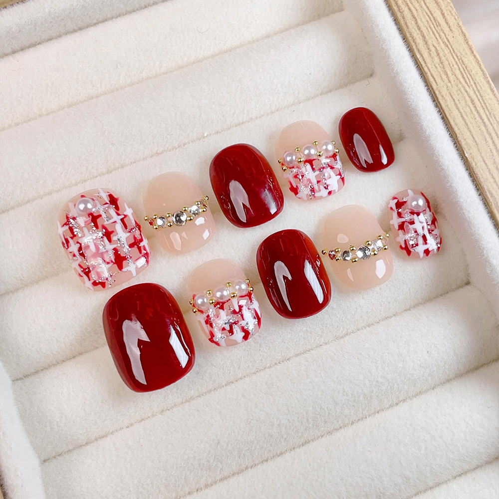 10pcs Kuku Palsu Pendek Perseg - Nail Art Press On ulasan dan harga